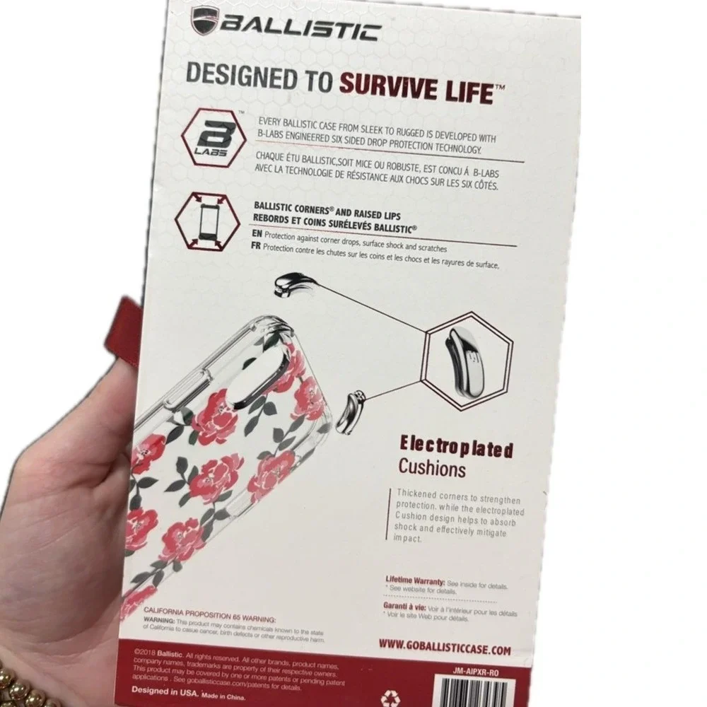 Ballistic Floral Clear Case for‎ Apple iPhone XR Pink Rose Protective Cover